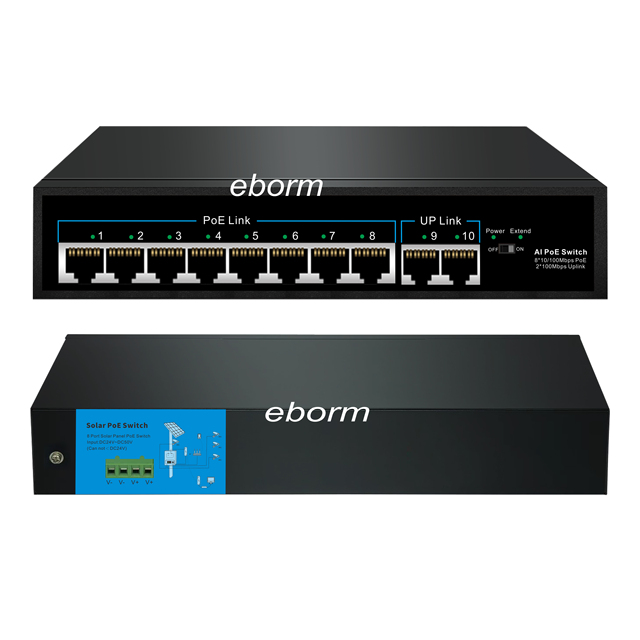 Gigabit 12V/24V/48V Solar Power PoE Switch and 8 Port Gigabit PoE Switch.