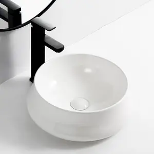 Unique Round Glossy White Face Wash Bowl Never Fade Art Basin Bathroom Sink Hand Wash Basin