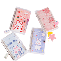 Bloc-notes promotionnel mini transparent en PVC, couverture mignonne de lapin de dessin animé, 40 feuilles A6 100gsm, spirale, feuilles mobiles, école