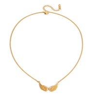 Nuevo Collar de Moda con Colgante de Alas de Ángel en Acero Inoxidable Chapado en Oro de 18K y Circonita Cúbica para Mujer