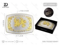 Hebilla de cinturón grande plateada de 5.0 cm, redonda y cuadrada, chapada en oro con diseño floral, accesorio de moda para hombres y mujeres - Product Image 3