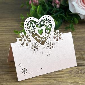 Laser-cut 3D Heart-shaped Paper <b>Table</b> Name <b>Cards</b> for Wedding Birthday Banquet Parties Eco-friendly Decoration Direct Sales - Product Image 6