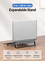 9'u 1 arada USB C Bağlantı İstasyonu Laptop Standı HDMI 4K 30Hz 100W PD Gigabit Ethernet SD TF Hub MacBook Laptop için