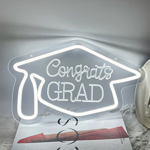 Congrats Grad segno al Neon bianco segno LED luce al Neon per la classe di festa di compleanno evento festa Grad decorazione della parete - Product Image 1
