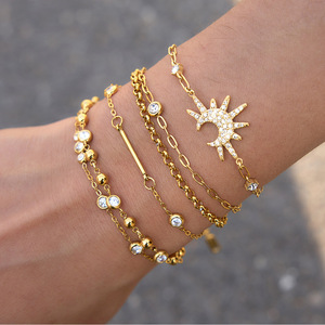 Pulsera Geométrica de Circonita con Piedras Redondas Blancas Engastadas en Bisel, Joyería Unisex - Product Image 2