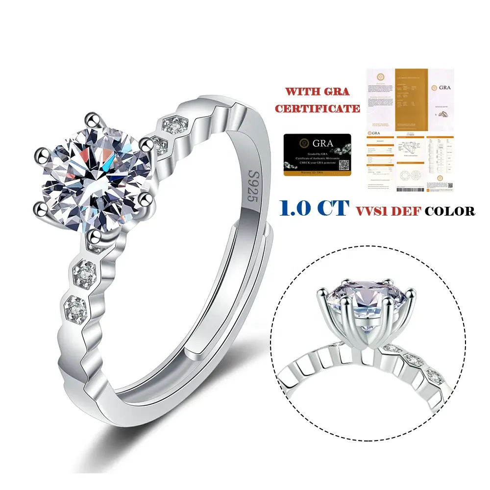 2023 Ladies Promise Bling Diamond Silver Sterling Engagement Custom Moissanite Ring For Women 925 Wedding Rings Jewelry