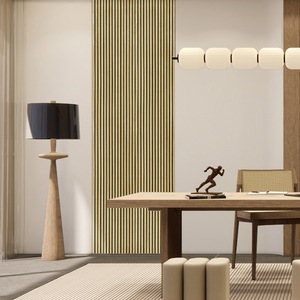 Gỗ Sồi Tự Nhiên Slat Gỗ Đá Đen Tường Âm Thanh Truyền Thống Tấm Cho Phòng Khách Căn Hộ Singapore Treo Acoustic Slay Đá - Product Image 1