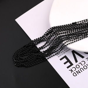 Chaîne à perles métalliques 60 cm, ronde, plaquée noire, matériel de bijouterie, fournitures de bricolage - Product Image 1