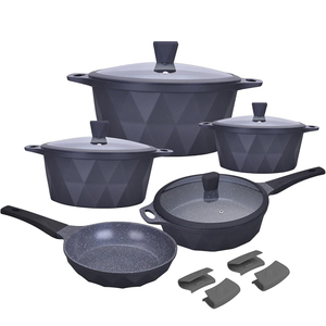 High Quality Modern White Ceramic Coated Pot <b>Pan</b> Glass Lids Soft Touch Handles Non-Stick 9 Piece Die <b>Cast</b> Aluminum Cookware Set - Product Image 1
