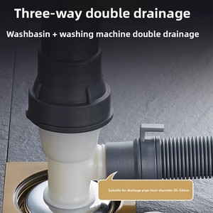 Couverture de drain de <span class=keywords><strong>machine</strong></span> à <span class=keywords><strong>laver</strong></span> en ABS, style artisanat du cuivre ancien, connecteur de sortie de <span class=keywords><strong>tuyau</strong></span> à trois voies, double usage, anti-odeur - Product Image 3