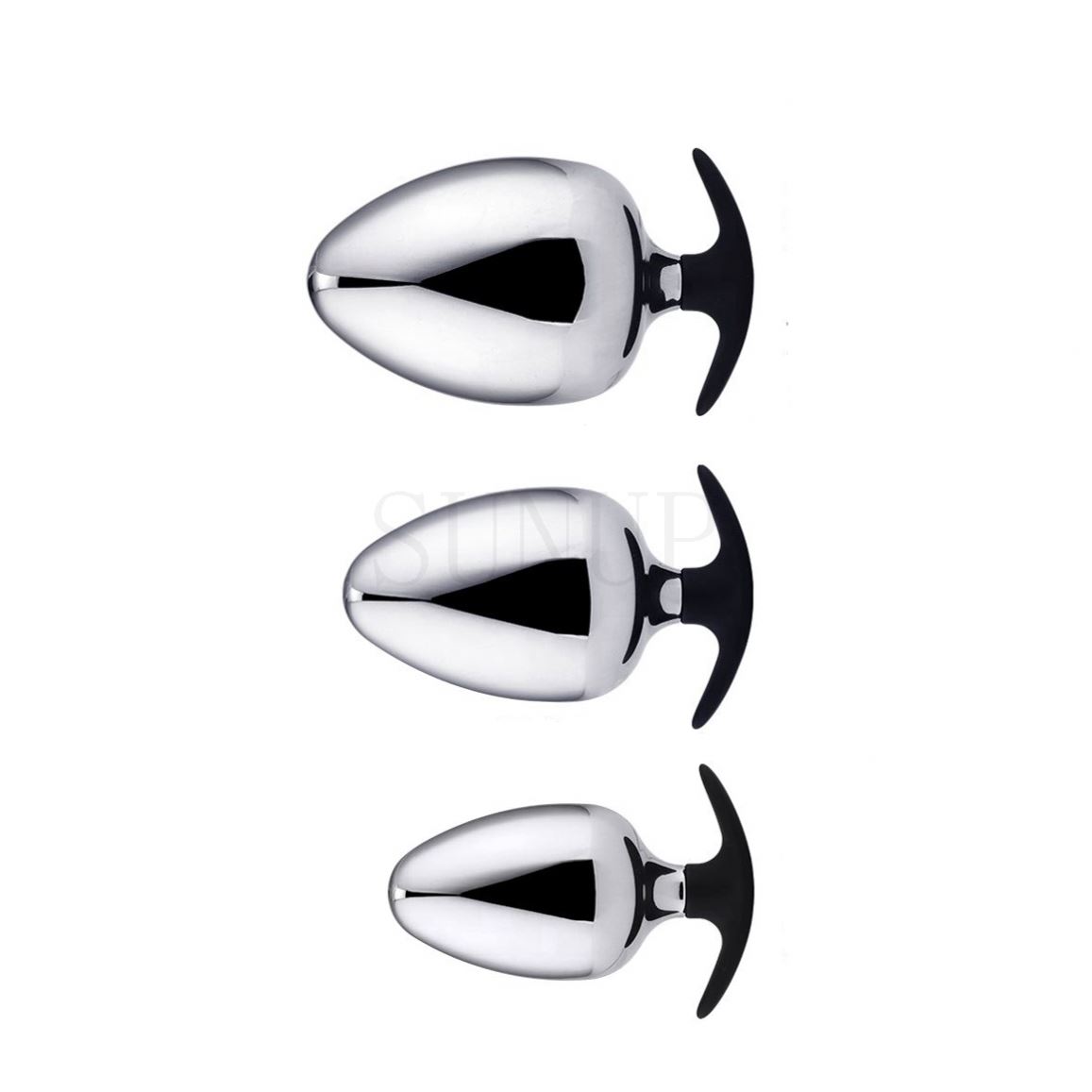 Free Custom Box - Silicone Anchor Butt Plug Silver Metal