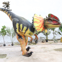 Costume de dinosaure réaliste personnalisé Dilophosaurus pour utilisation en intérieur/extérieur, idéal pour les décorations de parcs à thème et les aventures, pour adultes.