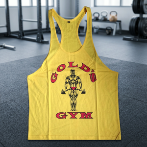 Camisetas y Chalecos Deportivos Dorados para Hombre, 100% Algodón, Transpirables, Ropa Deportiva Informal, Camisetas de Tirantes Personalizadas para Fisicoculturismo, Venta al Por Mayor a Precios Bajos - Product Image 3