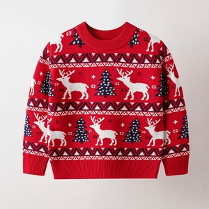 <span class=keywords><strong>Pull</strong></span>-over en viscose/coton écologique respirant pour enfants, motif animal, <span class=keywords><strong>pull</strong></span> de <span class=keywords><strong>Noël</strong></span> en jacquard à col rond pour garçons - Product Image 2