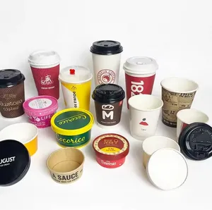 Icecream giấy Bát súp container giấy Ice Cream cup với muỗng và nắp