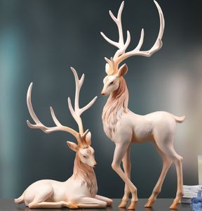 カスタムレジン動物像 トナカイの置物 カップルレジン鹿の彫刻 動物の置物 ホームデコレーション用 - Product Image 4