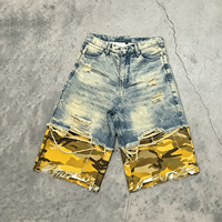 Fabricant de vêtements Ouna, shorts en jean cargo personnalisés, patchwork, camouflage, déchirés, lavés, pour homme