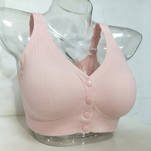 Soutien-gorge d'allaitement grande taille à boutons avant, bretelles réglables, en tricot côtelé, lingerie post-partum, marque blanche personnalisée - Product Image 2