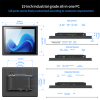 Panel PC Industrial con Pantalla Táctil IP65 Resistente al Agua, Sin Ventilador, 10/12/15/17/19 Pulgadas, 1000 Nits, Linux/Win 10 Integrado, Monitor Industrial