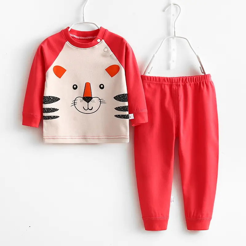 Conjunto de ropa interior infantil al por mayor, ropa interior para niños y niñas, suéter de algodón, pijamas de algodón para bebés