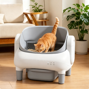 Bac à <span class=keywords><strong>litière</strong></span> robotisé autonettoyant sans poussière avec capteur de sécurité anti-pincement, compatible avec toutes les litières agglomérantes pour plusieurs chats - Product Image 1