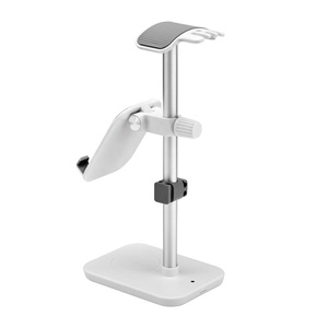 Aluminum <strong>Headphone</strong> <strong>Stand</strong> Charging Station Headset Holder With 15W Wireless Charger and Angle &amp; Height Adjustable Phone Holder - Product Image 5
