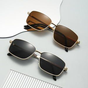 Sunglasses <b>Square</b> Metal <b>Frame</b> <b>Gold</b> UV400 Protection For Men Driving And Outdoor Use - Product Image 1