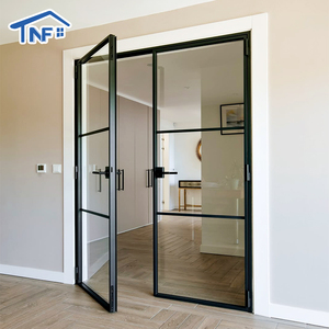 Porta d'Ingresso in Alluminio dal <span class=keywords><strong>Design</strong></span> Moderno per Officina e Appartamento, <span class=keywords><strong>Porte</strong></span> a Battente con Vetro Temperato - Product Image 4