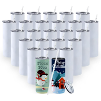 Paquete de 25 Vasos Sublimables de Acero Inoxidable de Doble Pared y Aislamiento Térmico, Rectos y Delgados, de 20 oz, Envío Inmediato desde Almacén en EE. UU.