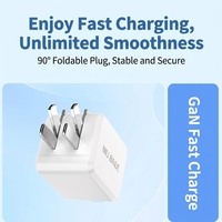 Cargador Multipuerto GaN de 65W, USB-A + Tipo-C PD3.0/PD3.1, Certificado CE/FCC, Material ABS Ignífugo, Enchufe Universal, Nuevo