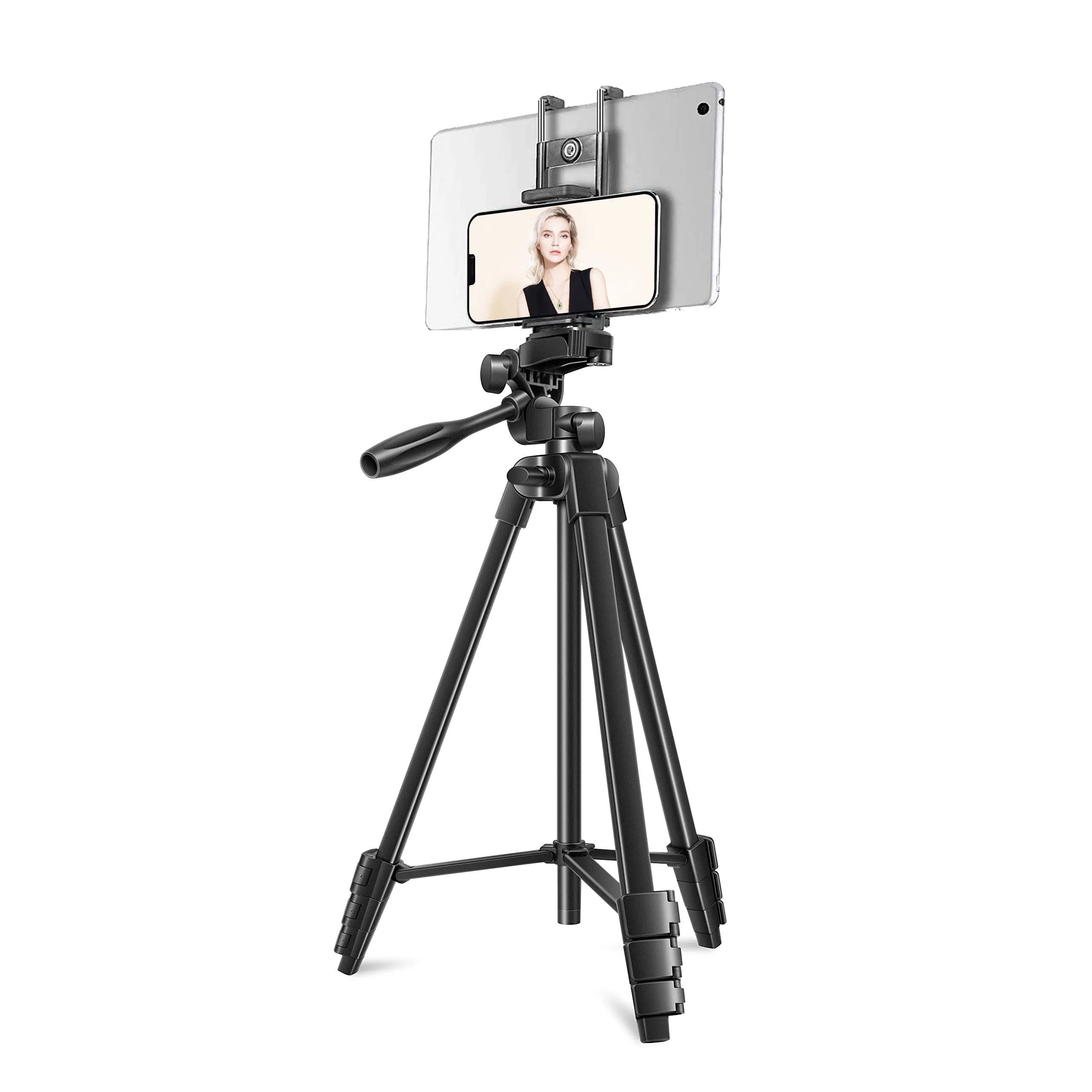 2 in 1 Clip Lightweight Travel Video Mobile Camera Phone Holder Selfie Tablet Tripod Stand