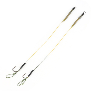 W.P.E 2 unids/pack aparejo de pelo de <span class=keywords><strong>pesca</strong></span> de carpa 4 #/6 # anzuelo de <span class=keywords><strong>pesca</strong></span> de púas listo Boilie atado 20cm 45LB línea de <span class=keywords><strong>pesca</strong></span> recubierta trenzada - Product Image 1