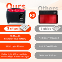 Sabuk Pijat Pinggang Terapi Cahaya Merah LED 3 in 1 Nirkabel yang Dapat Disesuaikan, Set Hadiah untuk Wanita & Pria 660nm&850nm