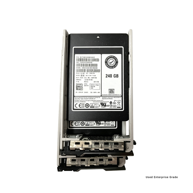 Used 240GB Internal Server SSD MZ-7KM240B with Metal Shell and Caddy SATA Interface 7200 RPM 2.5" Size 100% Health