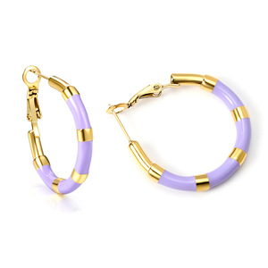 Hoop <b>Earrings</b> Colorful Geometric Stainless Steel Fashion <b>Stud</b> <b>Earrings</b> For Women Party Jewelry Accessory - Product Image 5