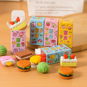 Gomme tendance en forme de boîte surprise alimentaire, en PVC carré, pour enfants et étudiants - Product Image 4