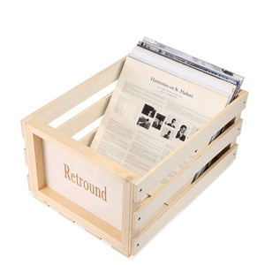 Wood Vinyl Stackable Record Album Shelf 50-70 Albums Record Storage Crate Retro Disc Box Cube