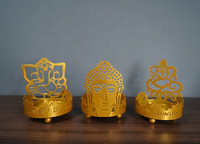 Support de bougie chauffe-plat doré pour Diwali, décoration de festival indien, lampe Diya en métal pour la décoration intérieure, centre de table pour Puja et mariage
