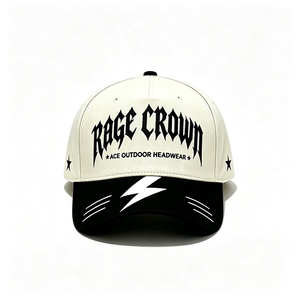 Custom Embroidered Structured 6-Panel <b>Baseball</b> <b>Cap</b> with Image Logo White & <b>Black</b> Curved Brim 100% Cotton Unisex Streetwear - Product Image 2