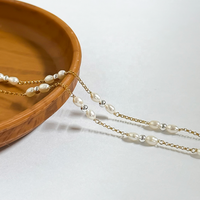 Nouvel Arrivage Perle d'Eau Douce Naturelle de Haute Qualité avec Chaîne à Billes Fine Chaîne Rolo en Or Rempli 14K en Vrac pour Fabrication de Bijoux Permanents