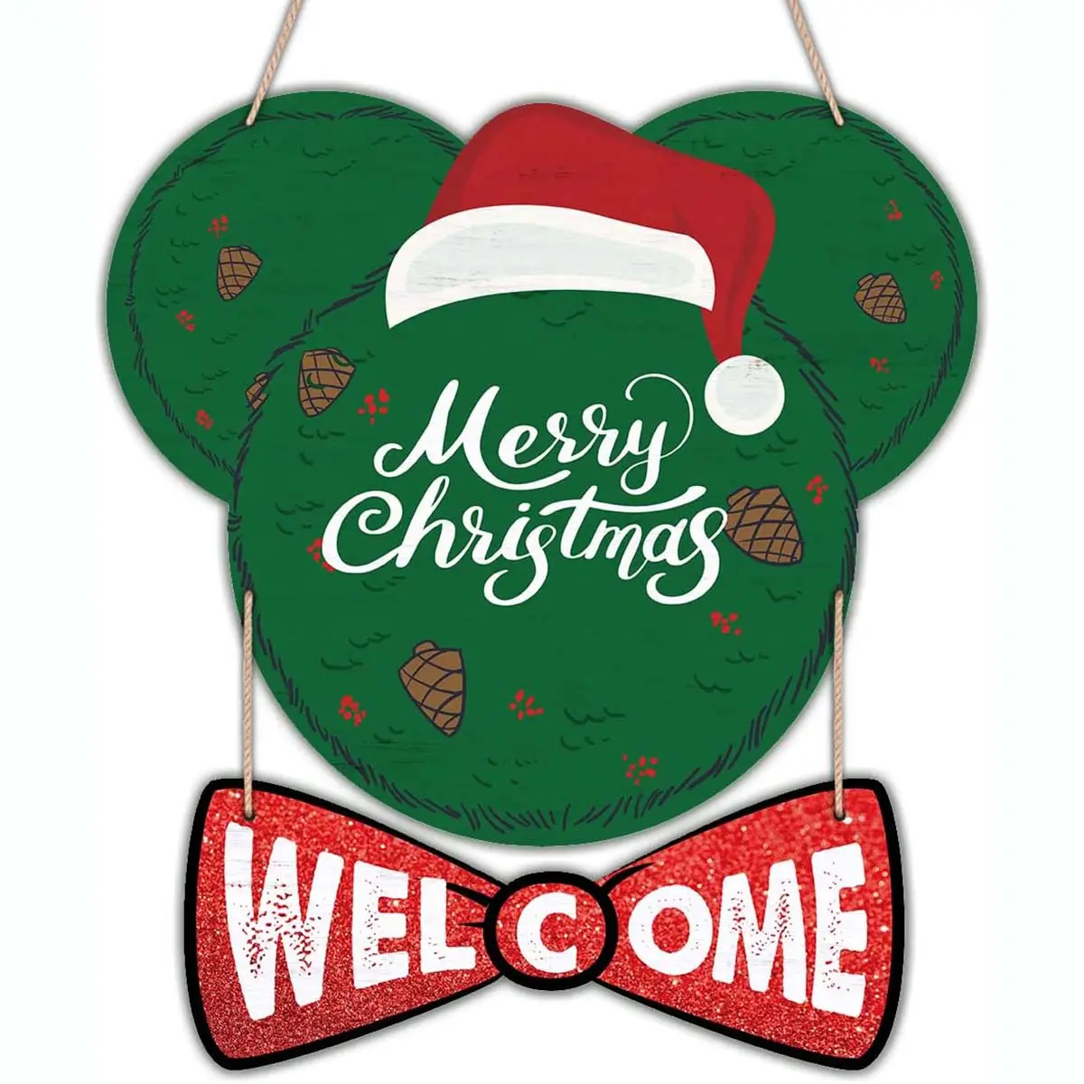 Selamat Natal karangan bunga dekoratif bulat teras natal tanda dekorasi kayu dan papan Display gantung