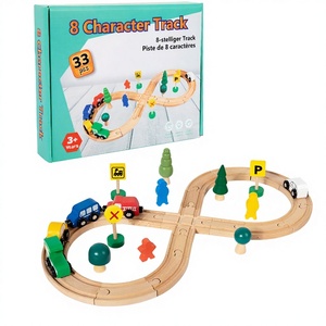 Becho Toys 33 Pezzi Trenino in Legno con Pista, Puzzle da Assemblare, Giocattolo Montessori per Bambini e Bambine, Regalo per 3 4 5 Anni - Product Image 1