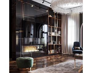 Luxe Nature Marbre Noir <span class=keywords><strong>Aziza</strong></span> Noir Et Or Marbre Pour Bar Hôtel Cuisine Table À Manger Dalle De Marbre Or Noir - Product Image 3