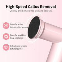 Removedor de Callos Eléctrico Recargable de 60W, Lima para Pies, Herramienta de Pedicura con 3 Cabezales de Pulido para Piel Muerta, Cuidado de Uñas y Masaje de Pies