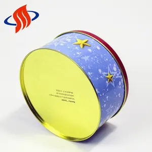Custom printed small branded tins buyers tall embossed gold round cookie biscuit box tins can box with lid round