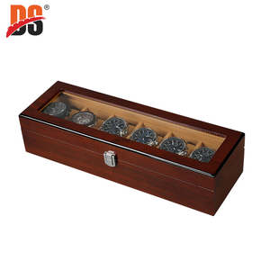 Boîtes à montres en bois de luxe écologiques faites à la main DS Custom, finition brillante, 6 emplacements, doublure en velours, boîte de présentation de montres, couvercle en verre - Product Image 3