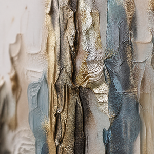 Pintura al óleo abstracta texturizada hecha a mano trazos verticales con detalles dorados sobre fondo blanco lienzo arte de pared <span class=keywords><strong>para</strong></span> decoración del hogar - Product Image 2