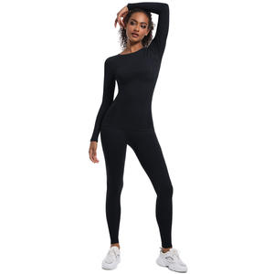 Combinaison de ski deux pièces sans coutures à compression forte et taille haute pour femme, idéale pour la course, l'équitation, les activités de plein air et le patinage - Product Image 2