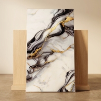 Lembaran Marmer UV Panel Dinding PVC Modern Kilap Tinggi Tahan Air Papan Dekoratif untuk Penggunaan Komersial, Gym, Latar Belakang TV 1220x2440mm 3mm