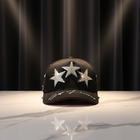 Casquettes de baseball sportives de luxe en gros à 5 panneaux personnalisées avec cadre en A, en daim, ornées de strass, avec carte NFC pour hommes
